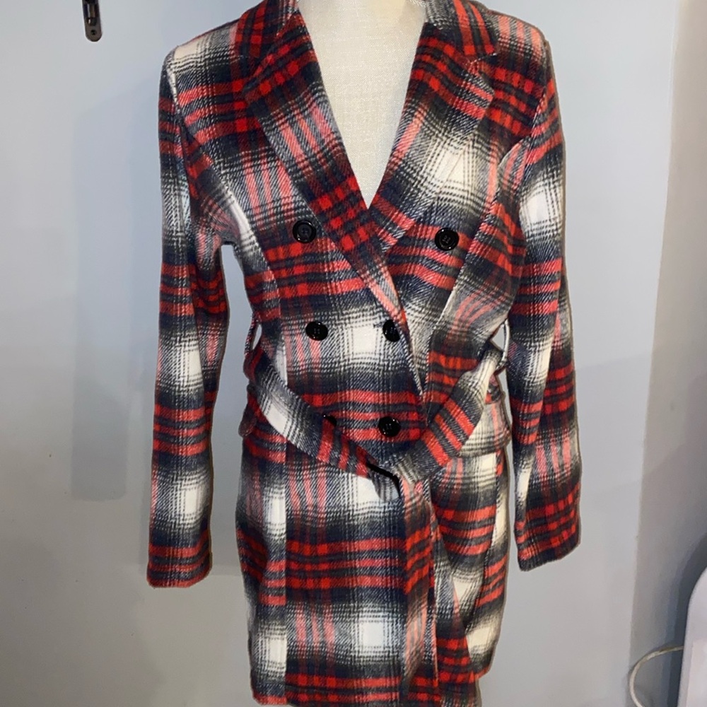 Altar’d State soft plaid knee length jacket coat. Like new condition